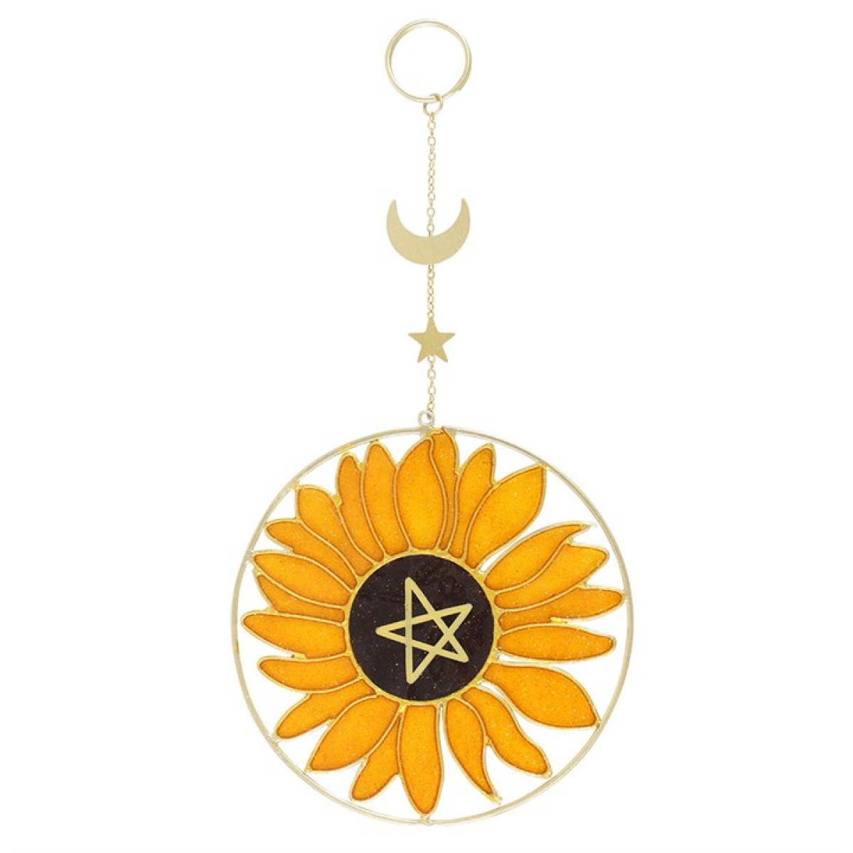 Round suncatcher with stainglass sunflower design