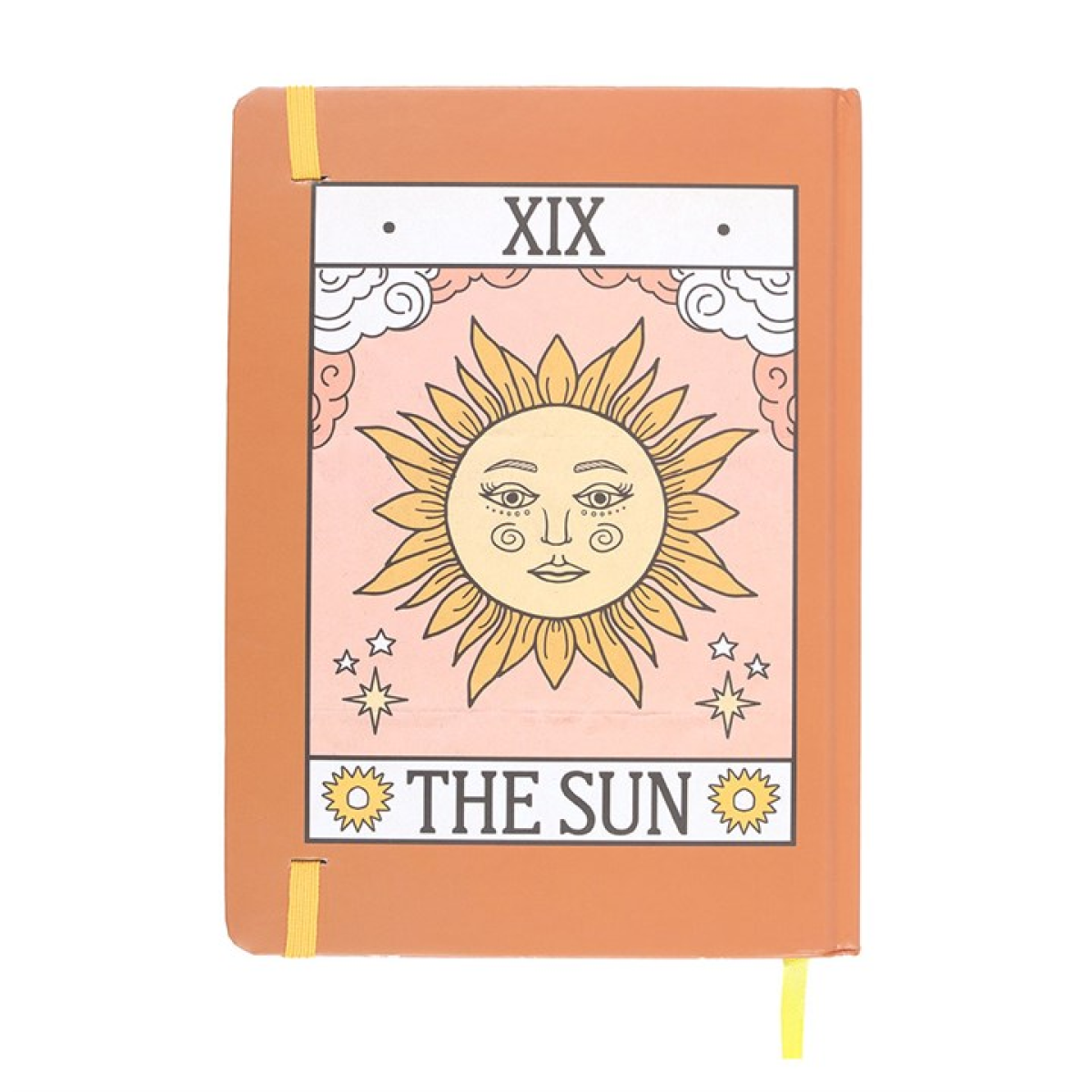 Notebook with sun design and 'The Sun' text on a white background