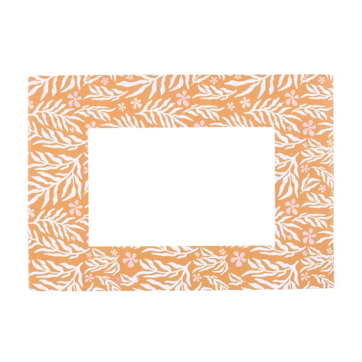 Rectangular envelope with a floral pattern on an orange background