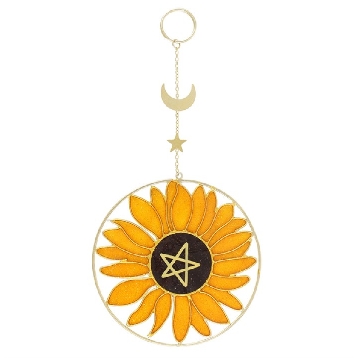 Round suncatcher with stainglass sunflower design
