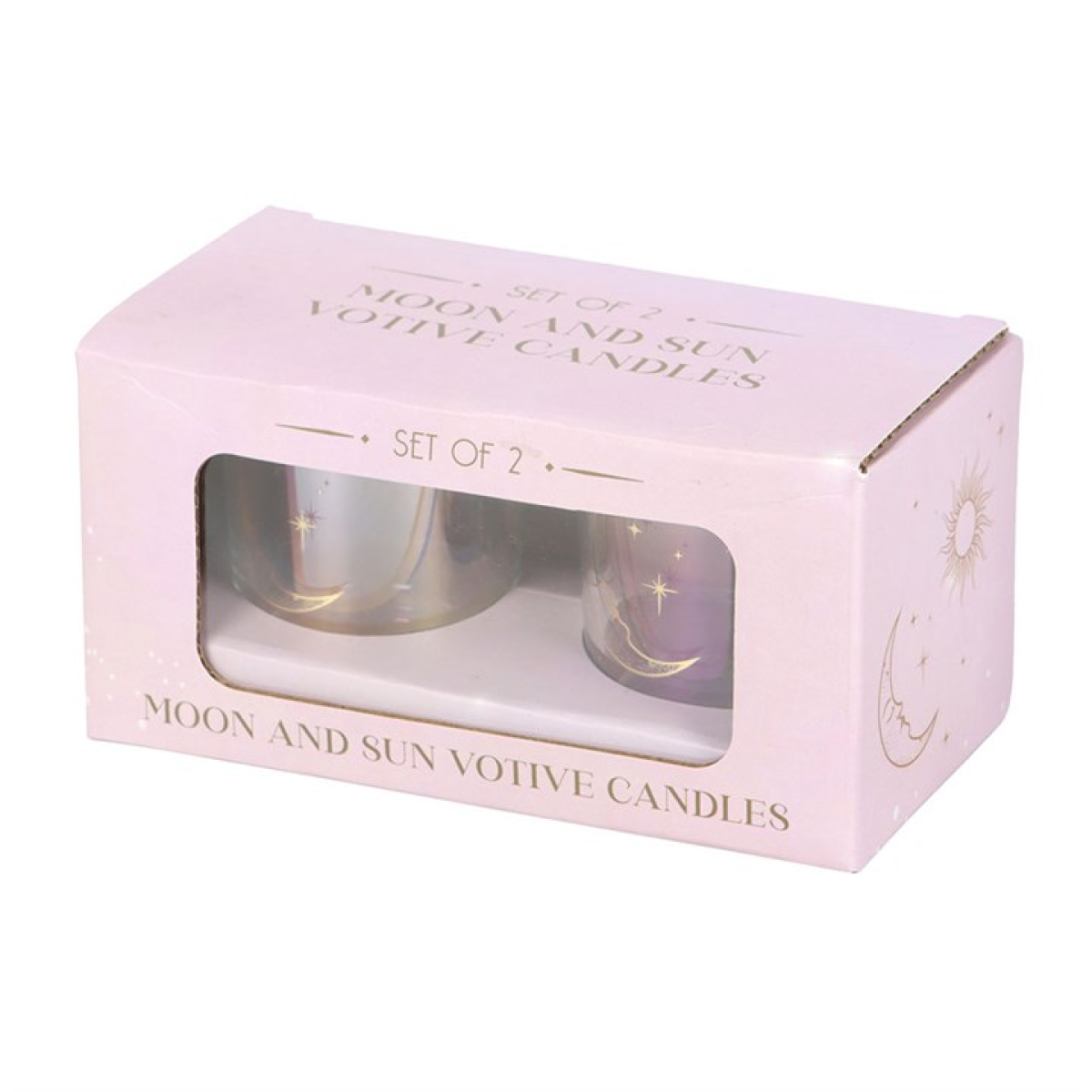 Box of Moon and Sun Votive Candles with clear window