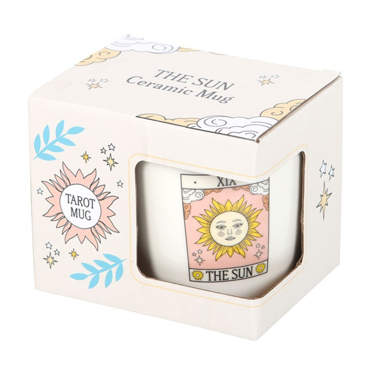 Ceramic mug with sun design in a decorative box
