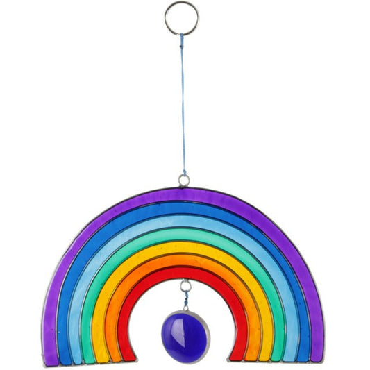 Rainbow shaped suncatcher with hanging gem