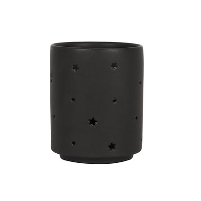 Black ceramic candle holder with triple moon design