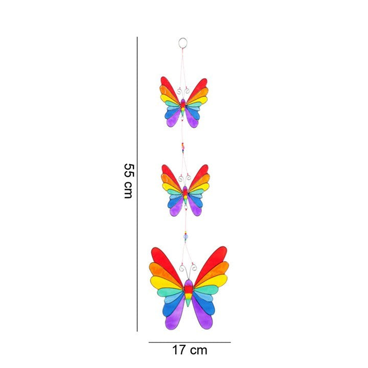 Rainbow coloured string of butterfly suncatchers