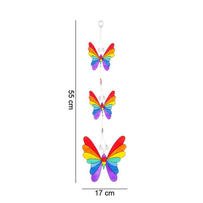 Rainbow coloured string of butterfly suncatchers