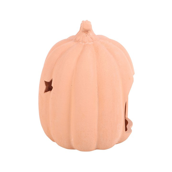 Pink pumpkin-shaped container with a star design on a white background