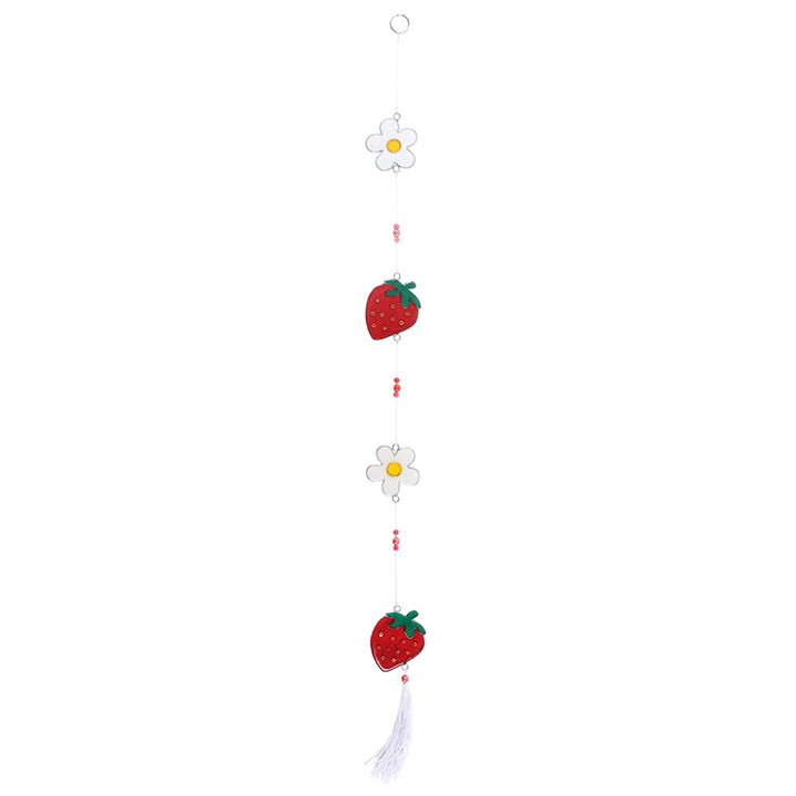 Strawberry and flower shaped suncatcher on a string of beads