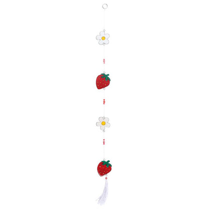 Strawberry and flower shaped suncatcher on a string of beads