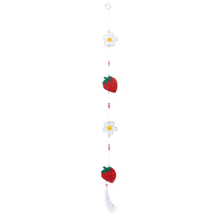 Strawberry and flower shaped suncatcher on a string of beads