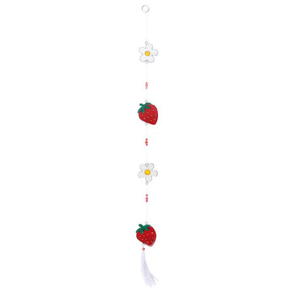 Strawberry and flower shaped suncatcher on a string of beads