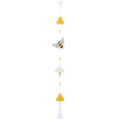 bee and honeycome suncatcher on a string of beads