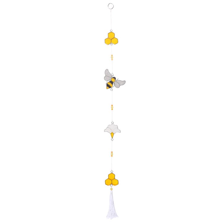 bee and honeycome suncatcher on a string of beads