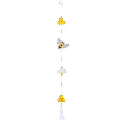 bee and honeycome suncatcher on a string of beads