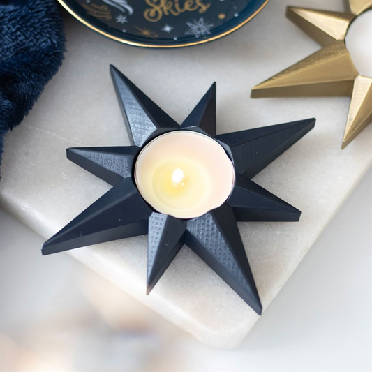 Navy blue star shaped tealight candle holder