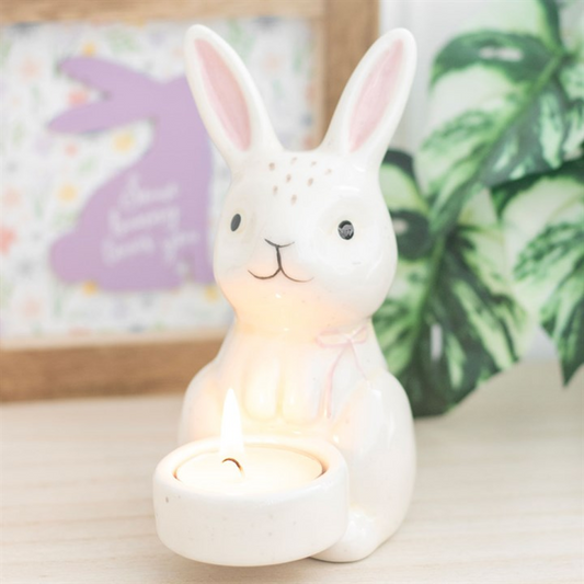 White bunny shaped candle holder